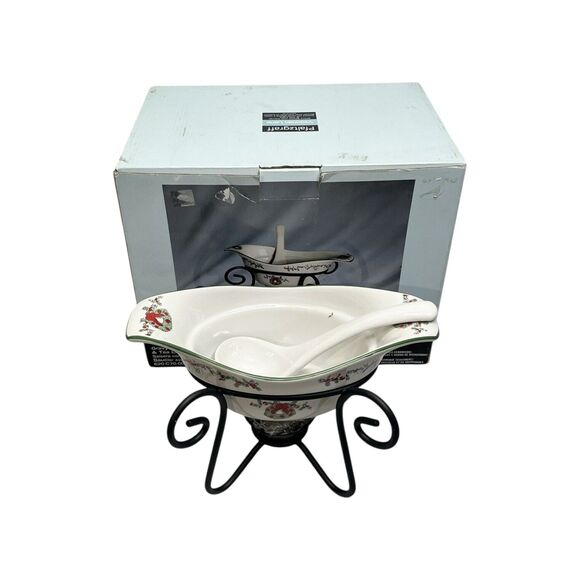 Pfaltzgraff Victorian Lane Gravy Boat w/ Stand & Ladle 3-Pc Set New in Box - Picture 1 of 7